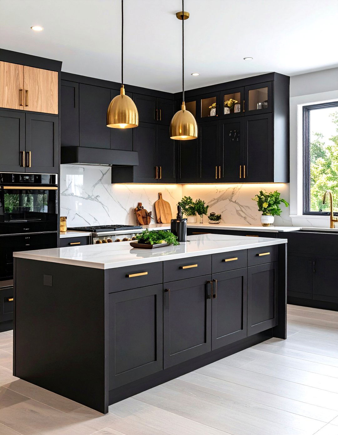 Two Tone Modern Kitchen With Black Appliances - 20 Kitchen With Black Appliances