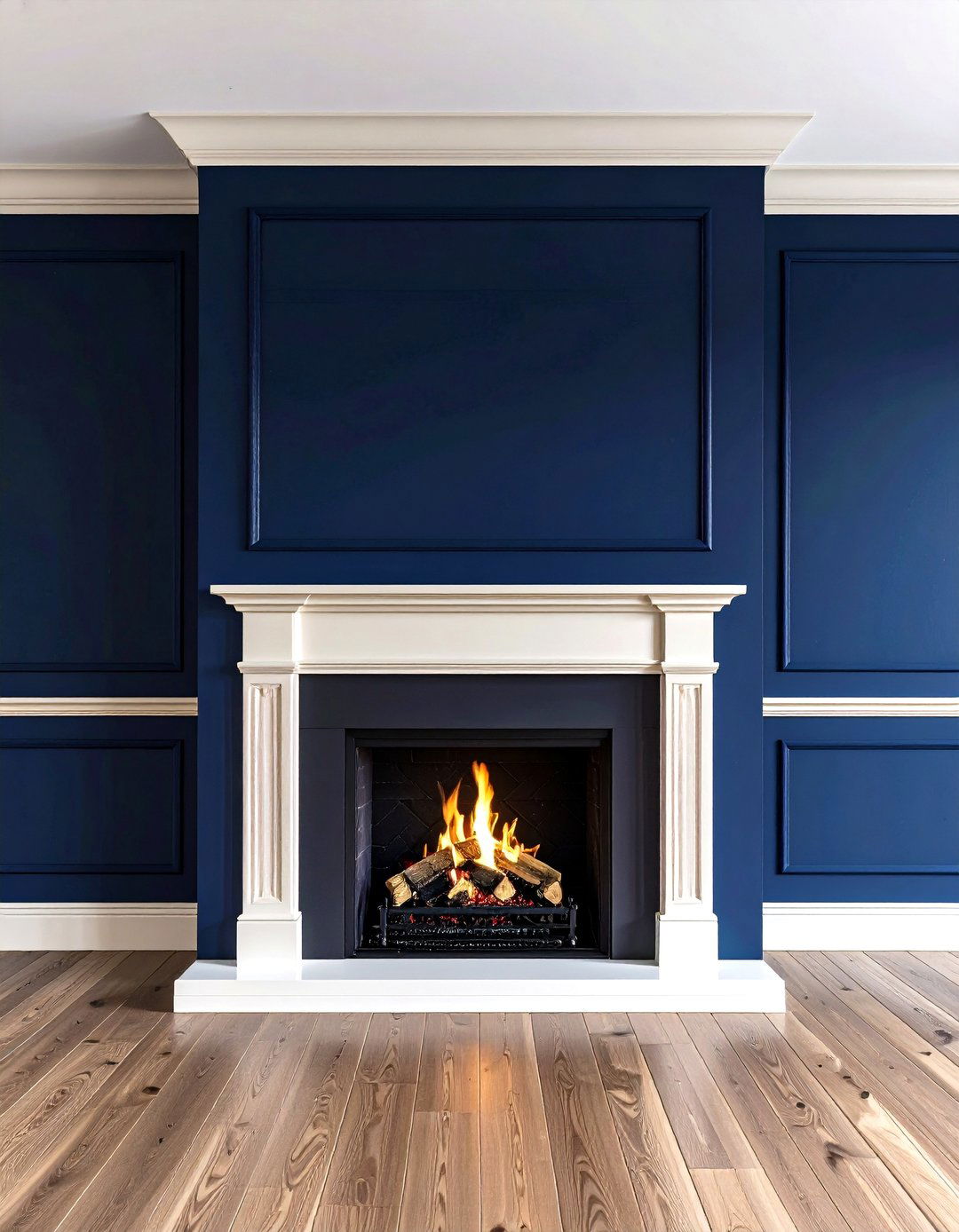 Two Tone Paint Contrast - 20 Fireplace Wall Ideas