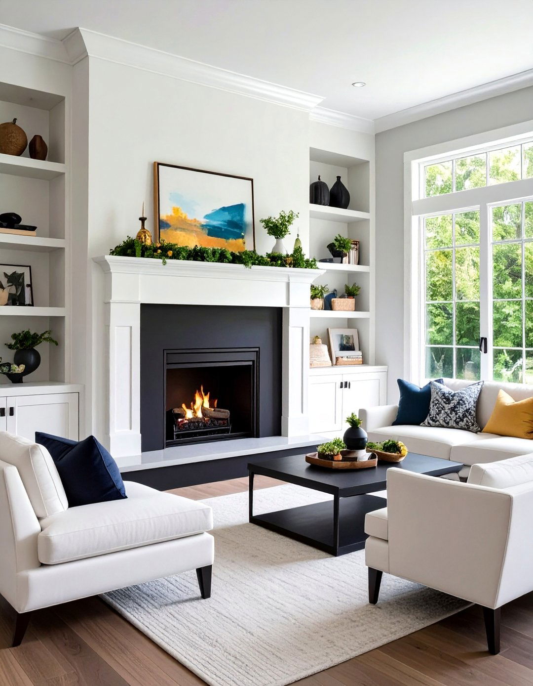 Two Tone Paint Dip for Subtle Drama - 20 Black and White Fireplace Ideas