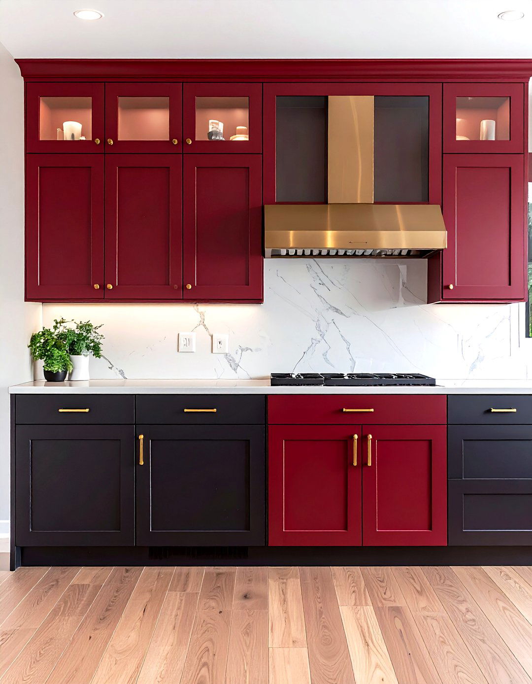 Two Tone Shaker Red and Black Kitchen - 20 red and black kitchen ideas