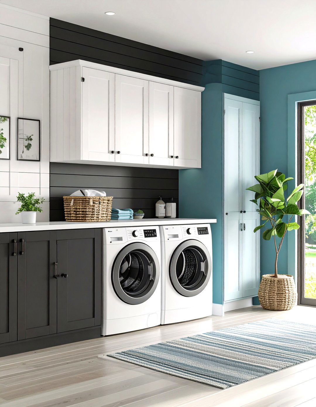 Two Tone Shiplap Accent - 20 Shiplap Laundry Room Ideas