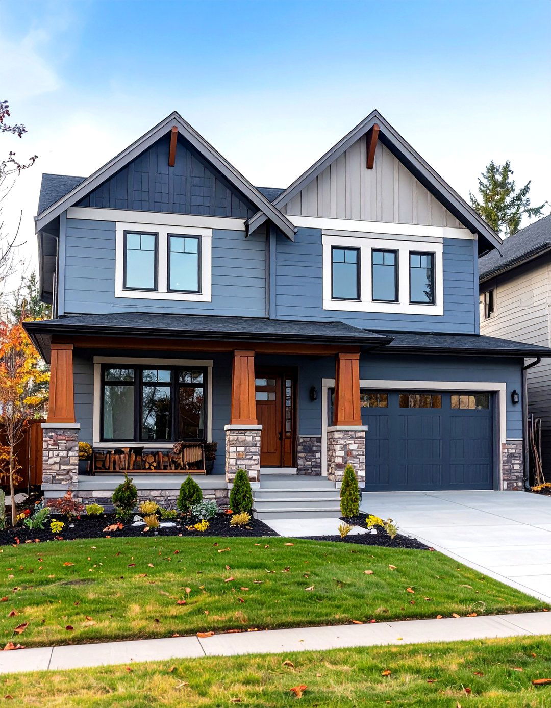 Two Tone Siding with Brick Accents - 20 Vinyl Siding and Brick Combinations