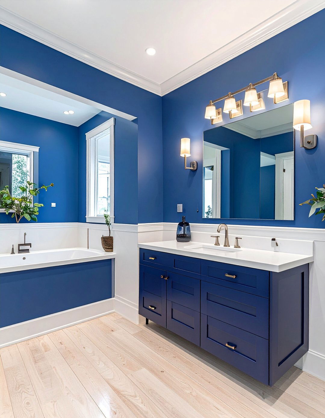 Two Tone Split Wall - 20 Blue and White Bathroom Ideas