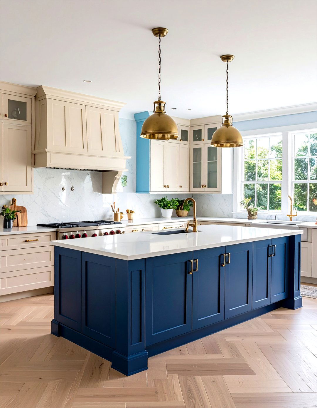 Two Tone Transitional Kitchen with Contrasting Islands - 20 Transitional Kitchen Ideas