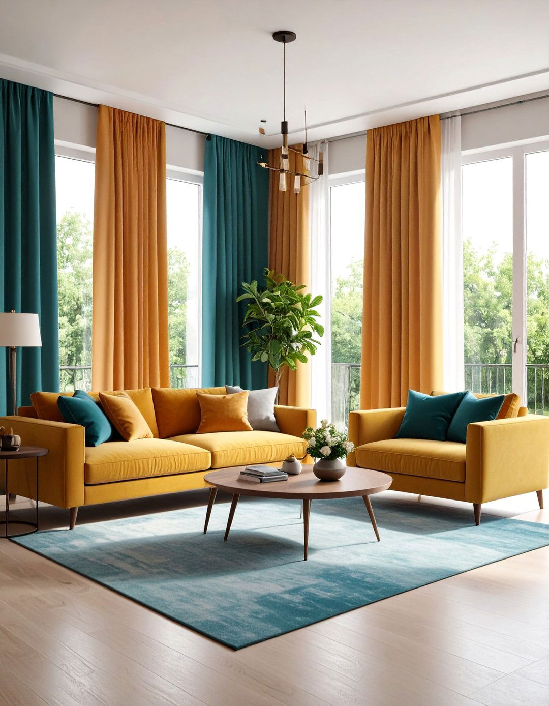 Two Toned Living Room Curtain Contrast - 20 Living Room Curtain Ideas