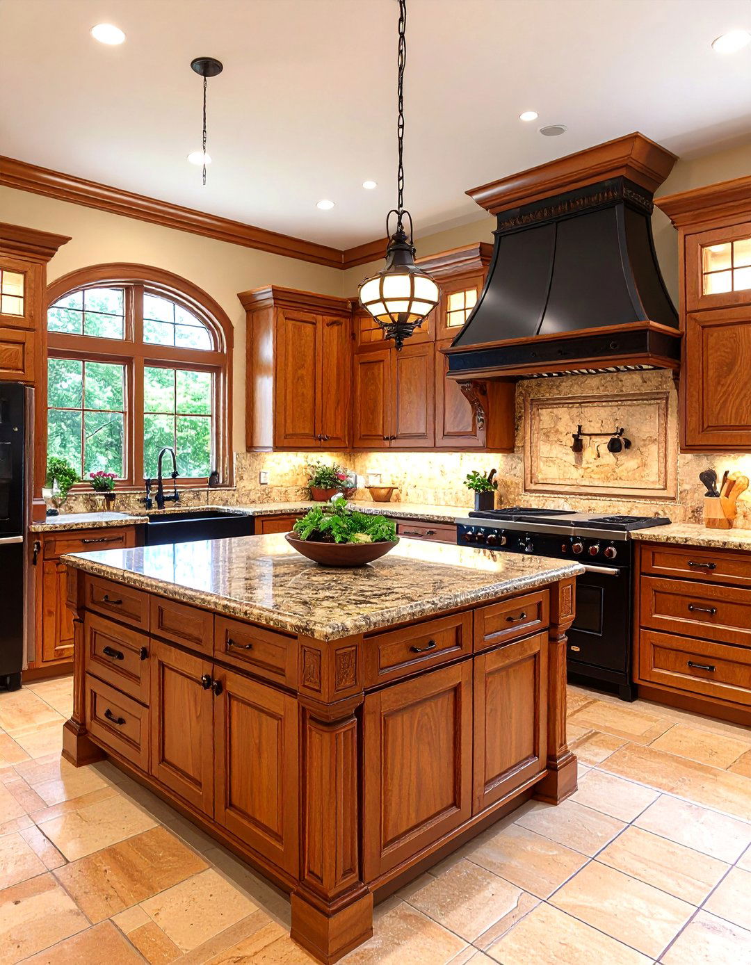 U Shaped Traditional Kitchen With Black Appliances - 20 Kitchen With Black Appliances