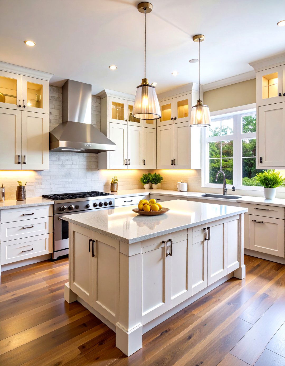 U Shaped White Kitchen with Stainless Steel Appliances - 20 White Kitchen with Stainless Steel Appliances Ideas
