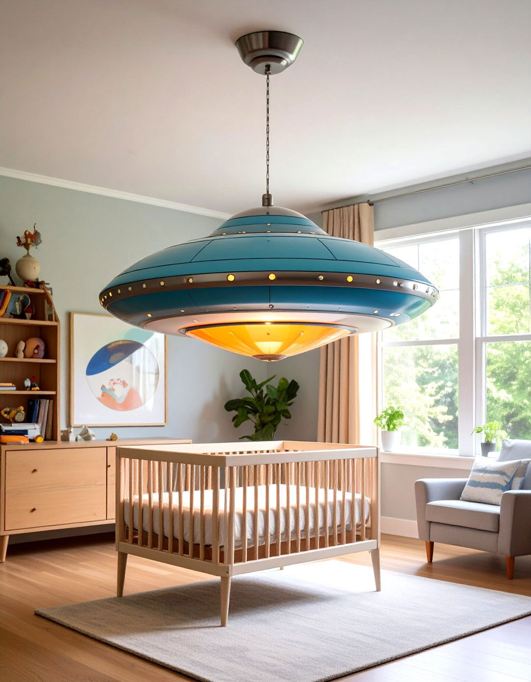 UFO Hanging Lamps - 20 Space-themed Nursery Ideas