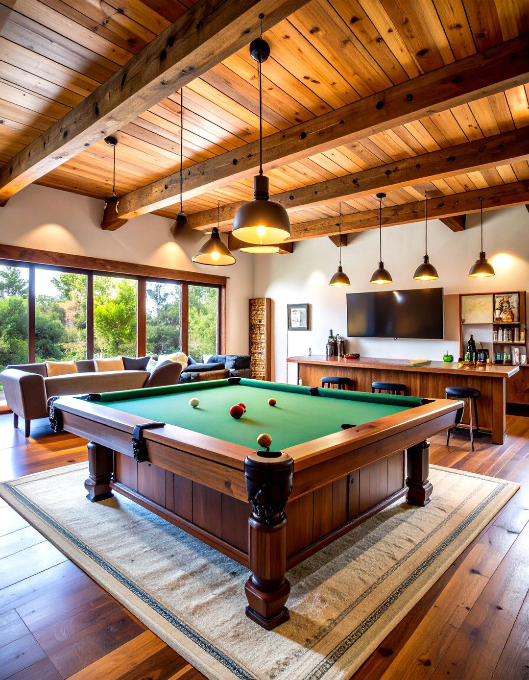 Ultimate Pole Barn Man Cave Entertainment Zone - 20 Pole Barn Interior Ideas