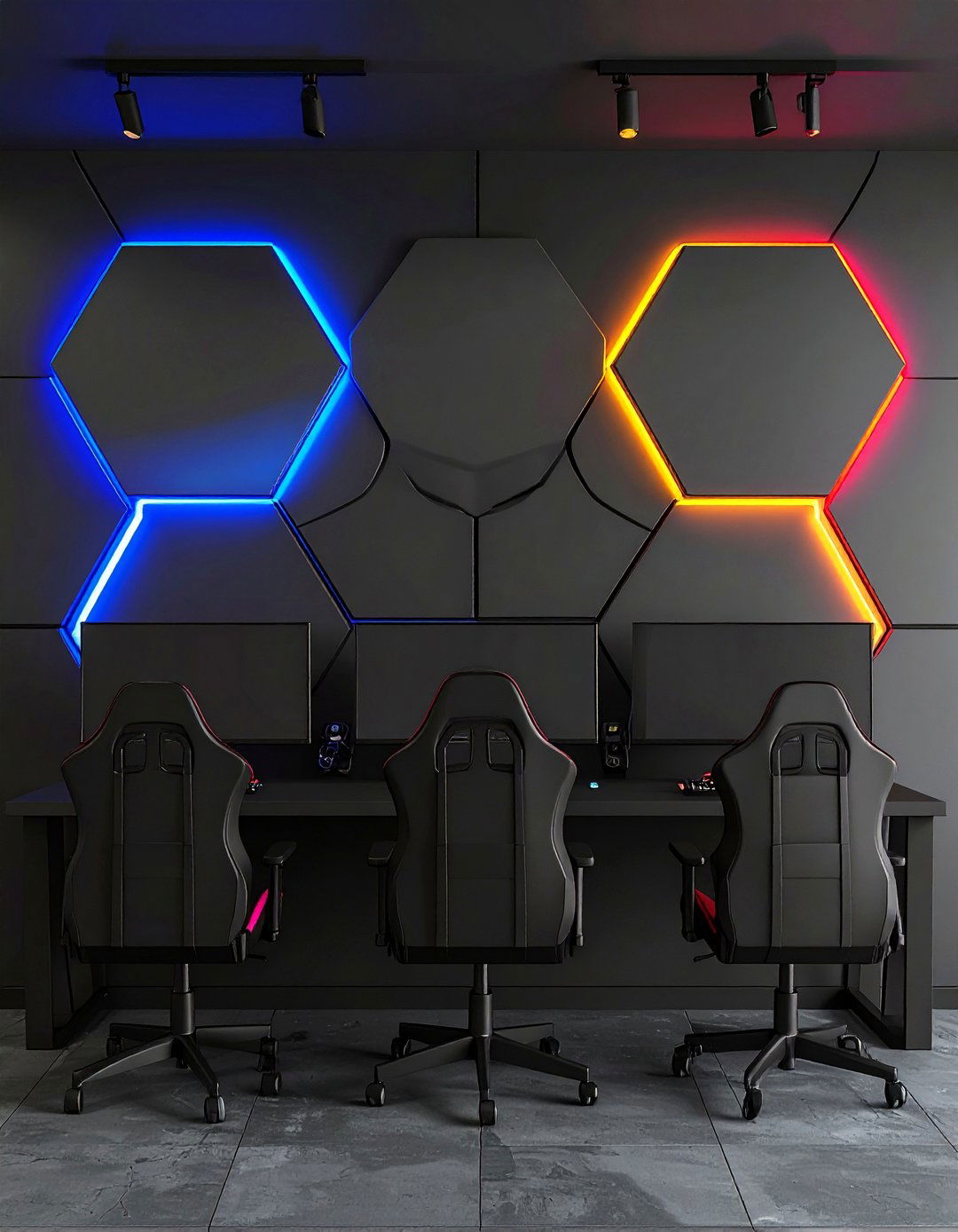 Ultra Black Modular Light Panels as Black Gaming Room Art - 20 Black Gaming Room Ideas