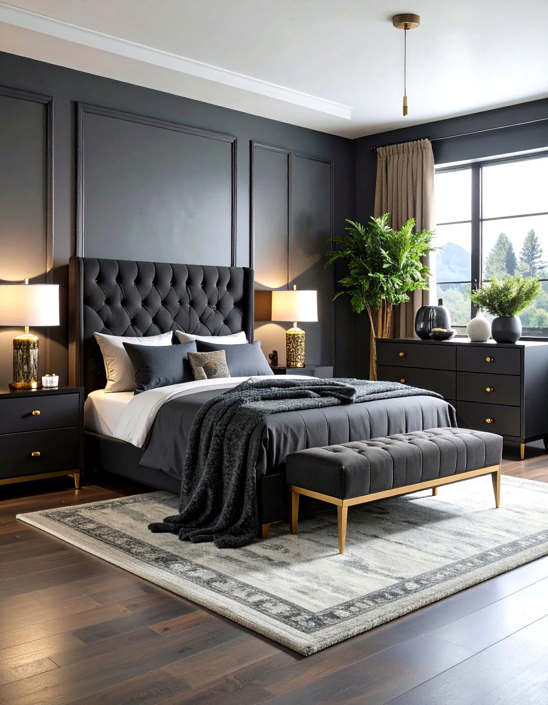 Ultra Modern Black Furniture Brushed Gold Hardware - 20 Black and Gold Bedroom Ideas