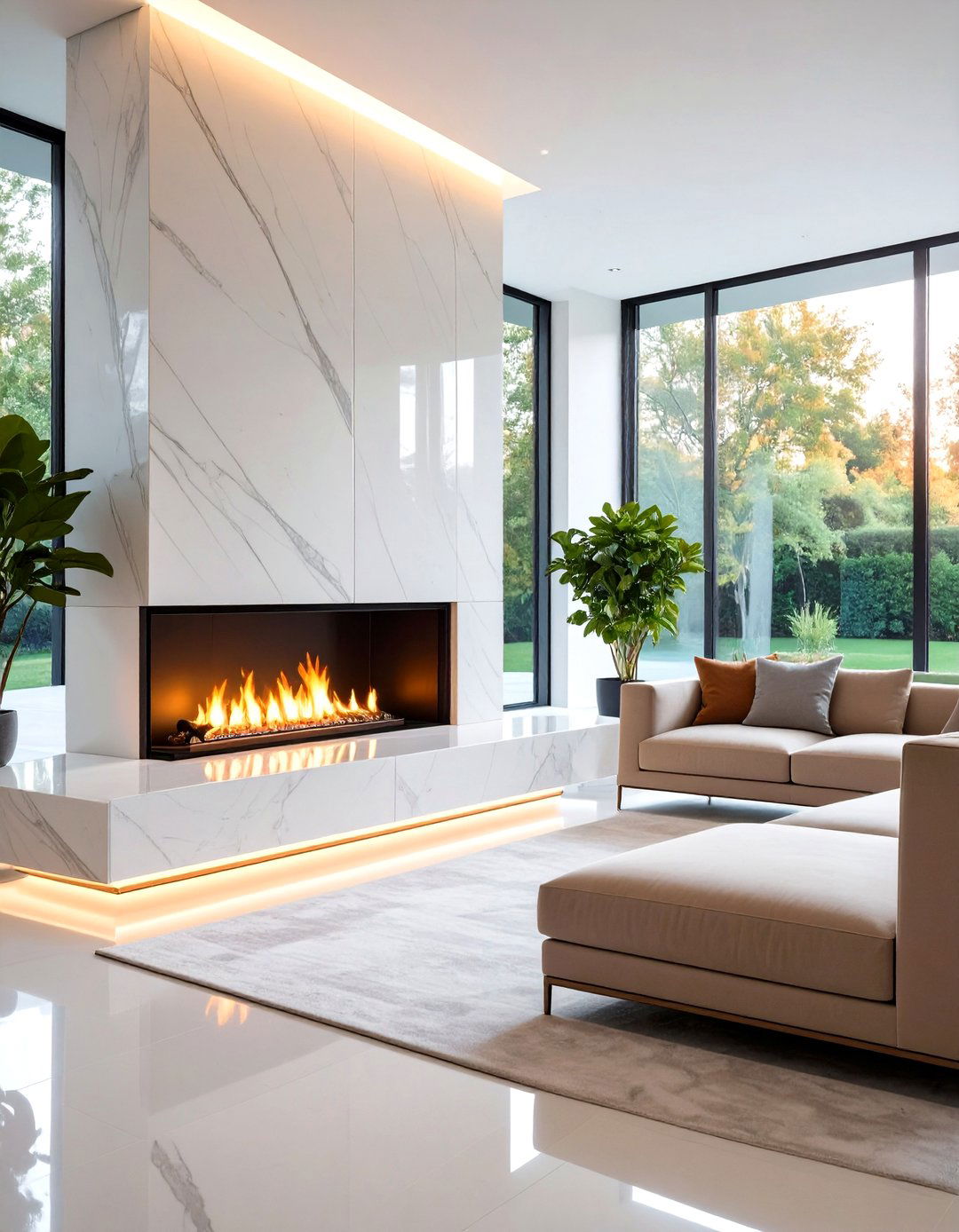 Ultra Modern Seamless Quartz Fireplace Surround - 20 Quartz Fireplace Surround Ideas