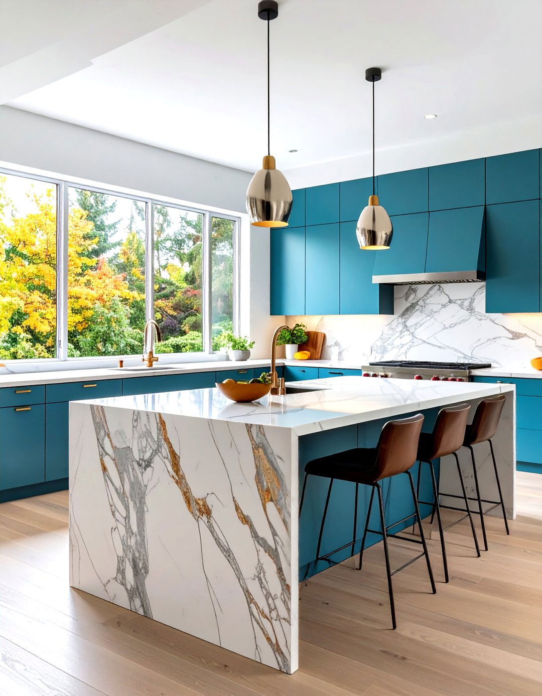 Ultra Thin Porcelain Waterfall Kitchen Island with Contemporary Precision - 20 Waterfall Kitchen Island Ideas