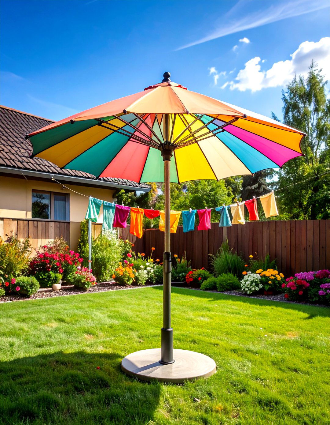 Umbrella Rotary Outdoor Clothesline - 20 Outdoor Clothesline Ideas