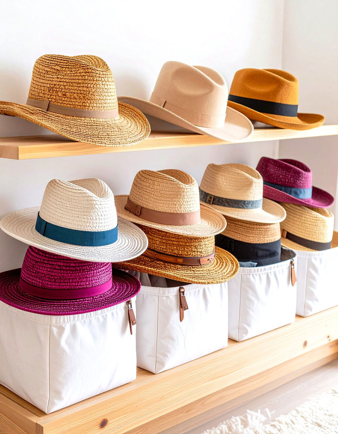 Under Bed Fabric Hat Bins - 20 Hat Storage Ideas