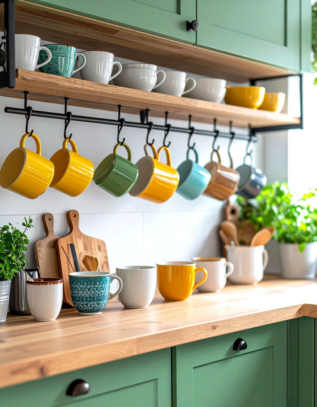 Under Cabinet Hooks for Mugs - 20 Small Kitchen Storage Ideas