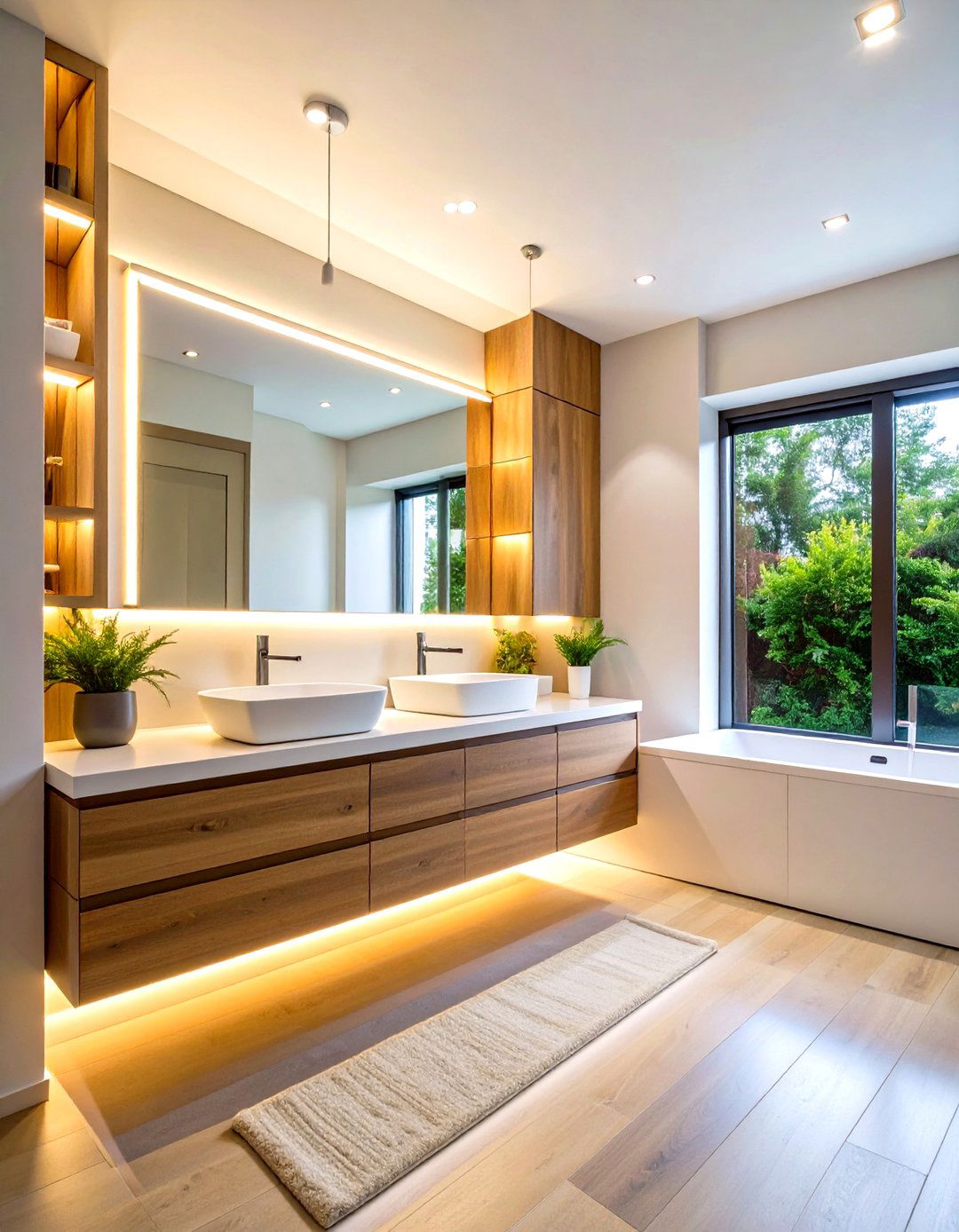 Under Cabinet LED Strip Small Bathroom Lighting - 20 Small Bathroom Lighting Ideas