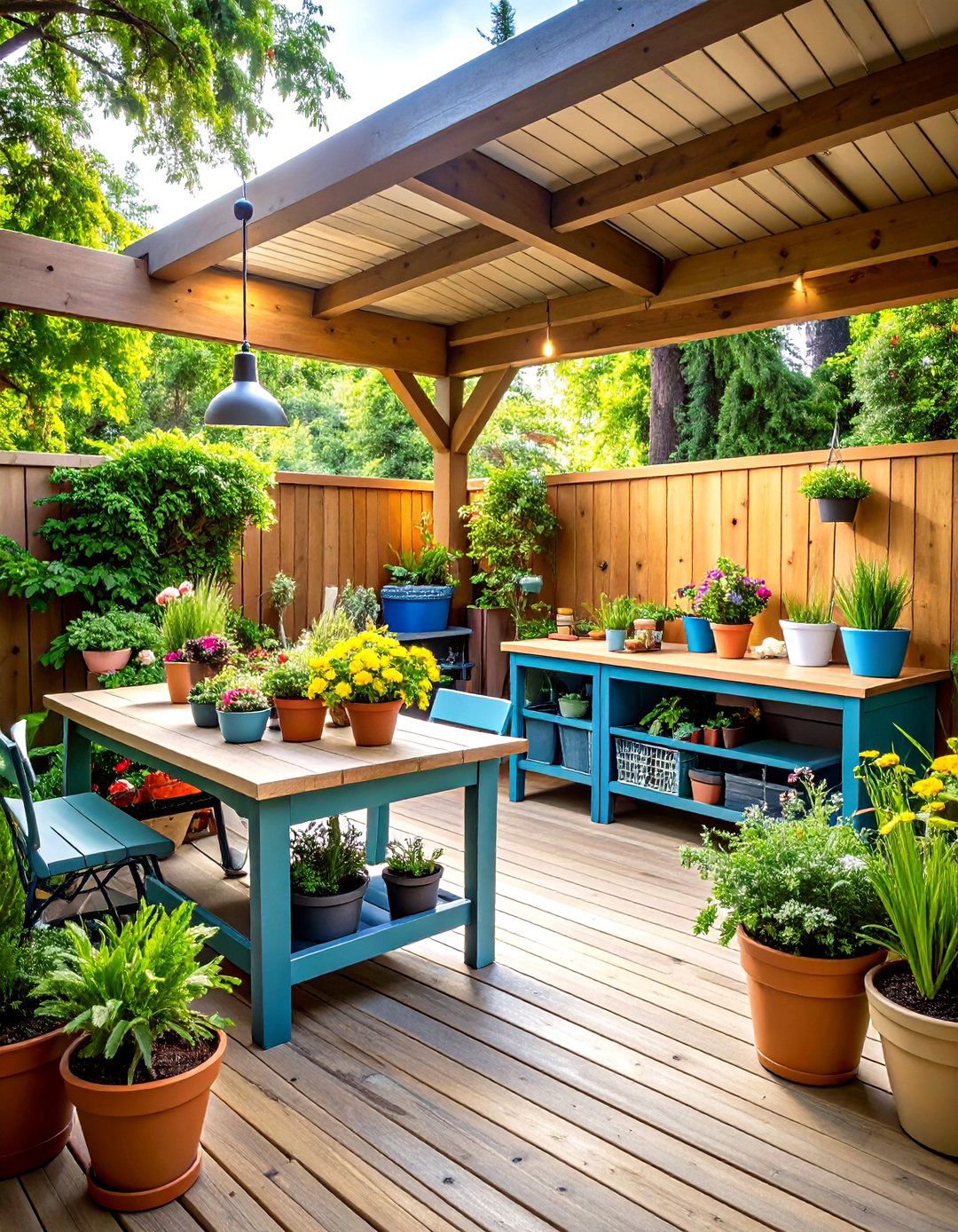 Under Deck Garden Potting Station - 20 Under Deck Ideas