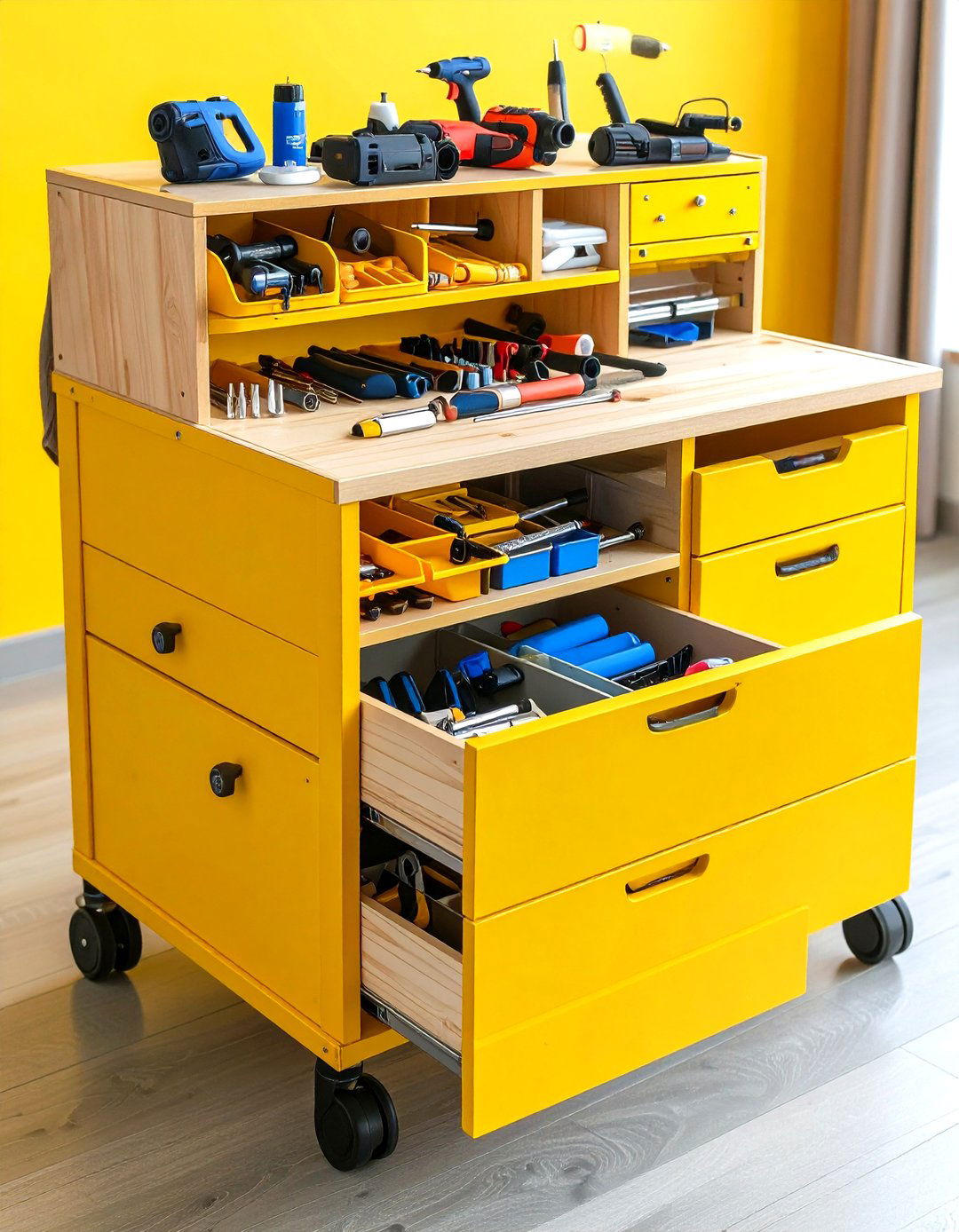 Under Desk Drawer Units on Wheels - 20 Craft Room Organization Ideas