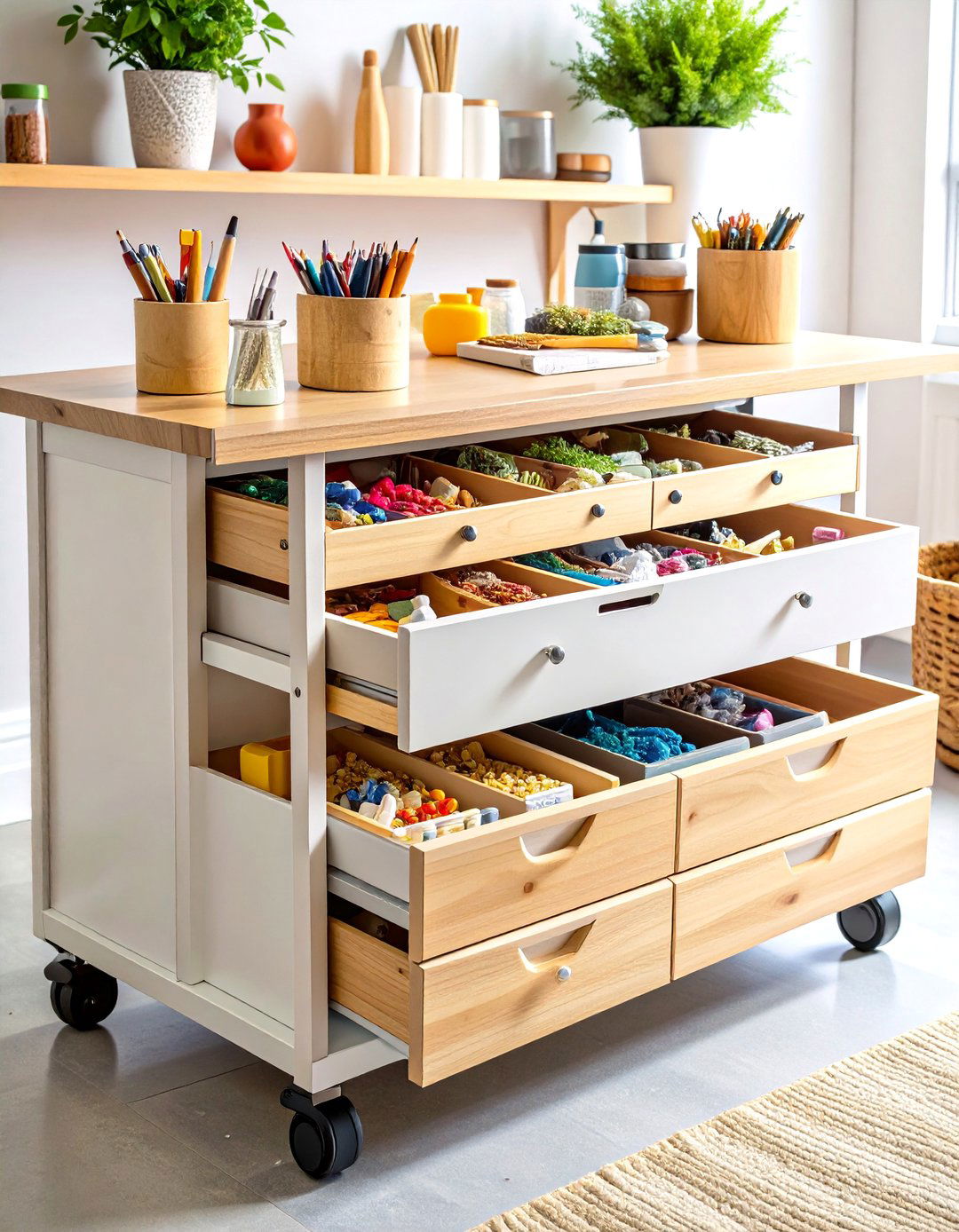 Under Desk Drawer Units to Reclaim Hidden Craft Room Space - 20 Craft Room Ideas