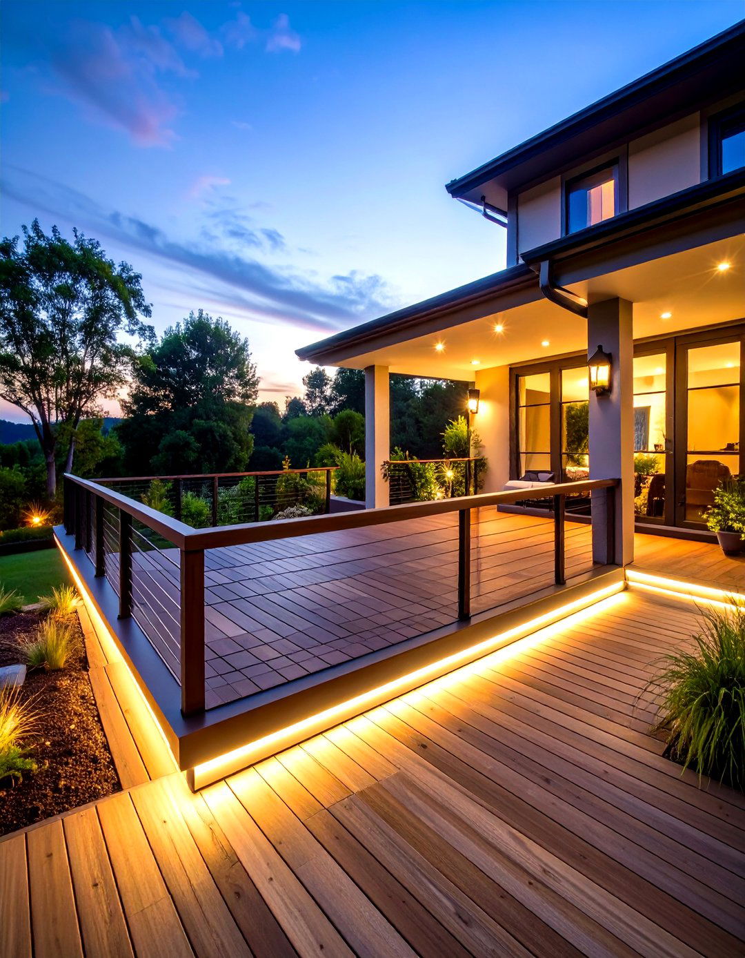 Under Rail LED Strip Deck Lighting - 20 Deck Lighting Ideas