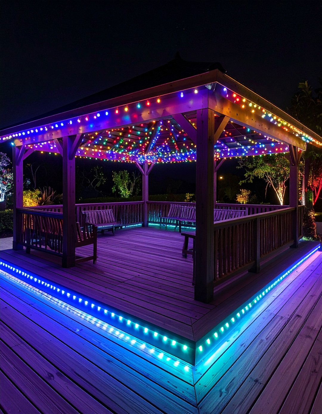 Under Rail Strip Gazebo Lighting That Defines Edges - 20 Gazebo Lighting Ideas