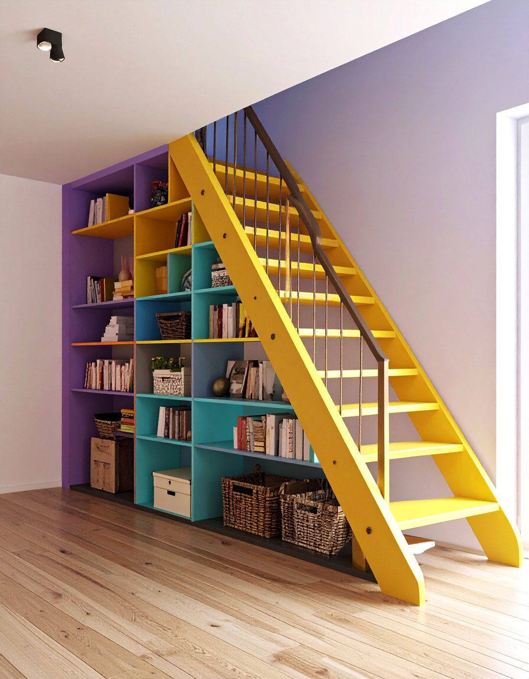 Under Stair Bookshelf - 20 Stair Landing Ideas