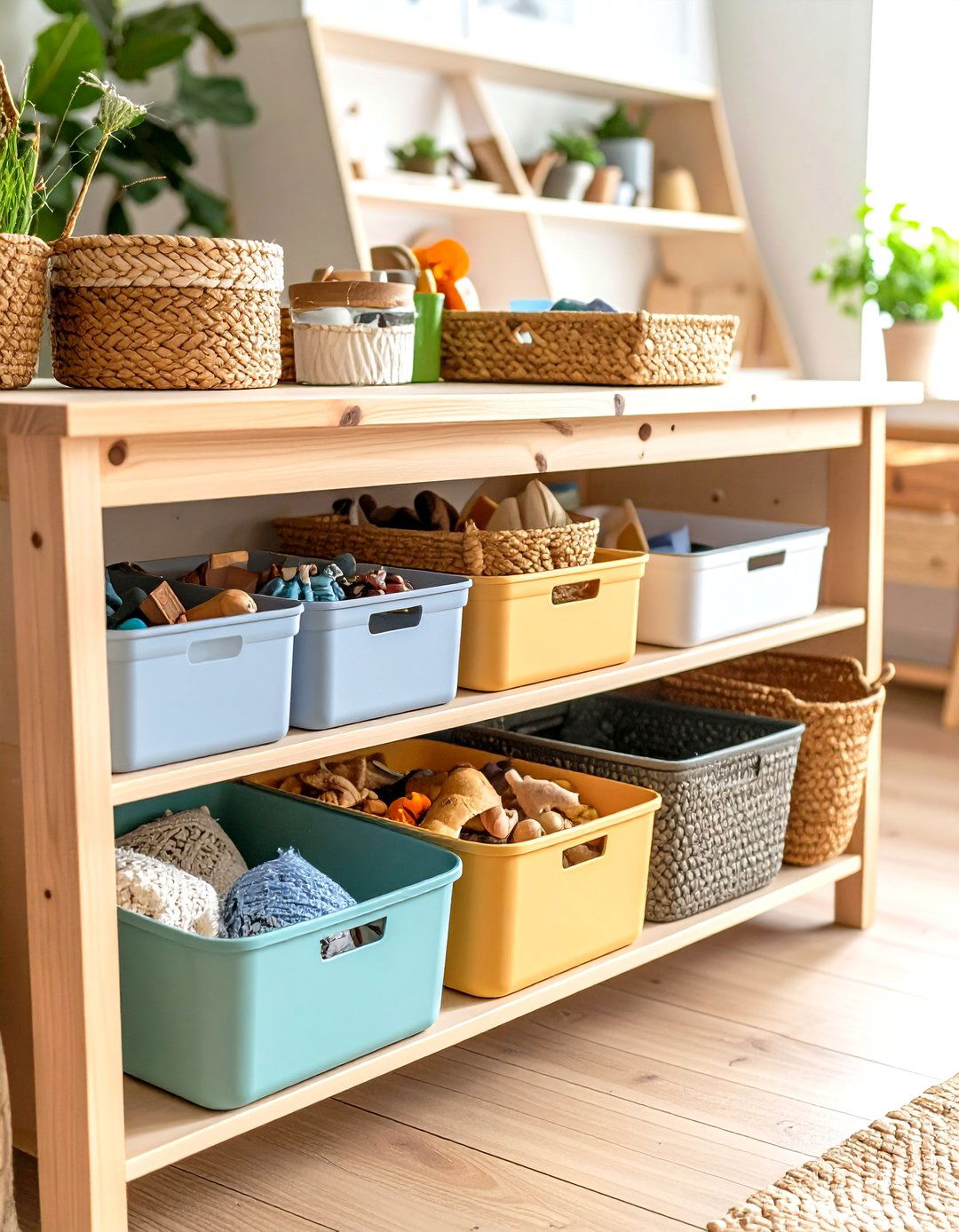 Under Table Bins - 20 Small Craft Room Ideas