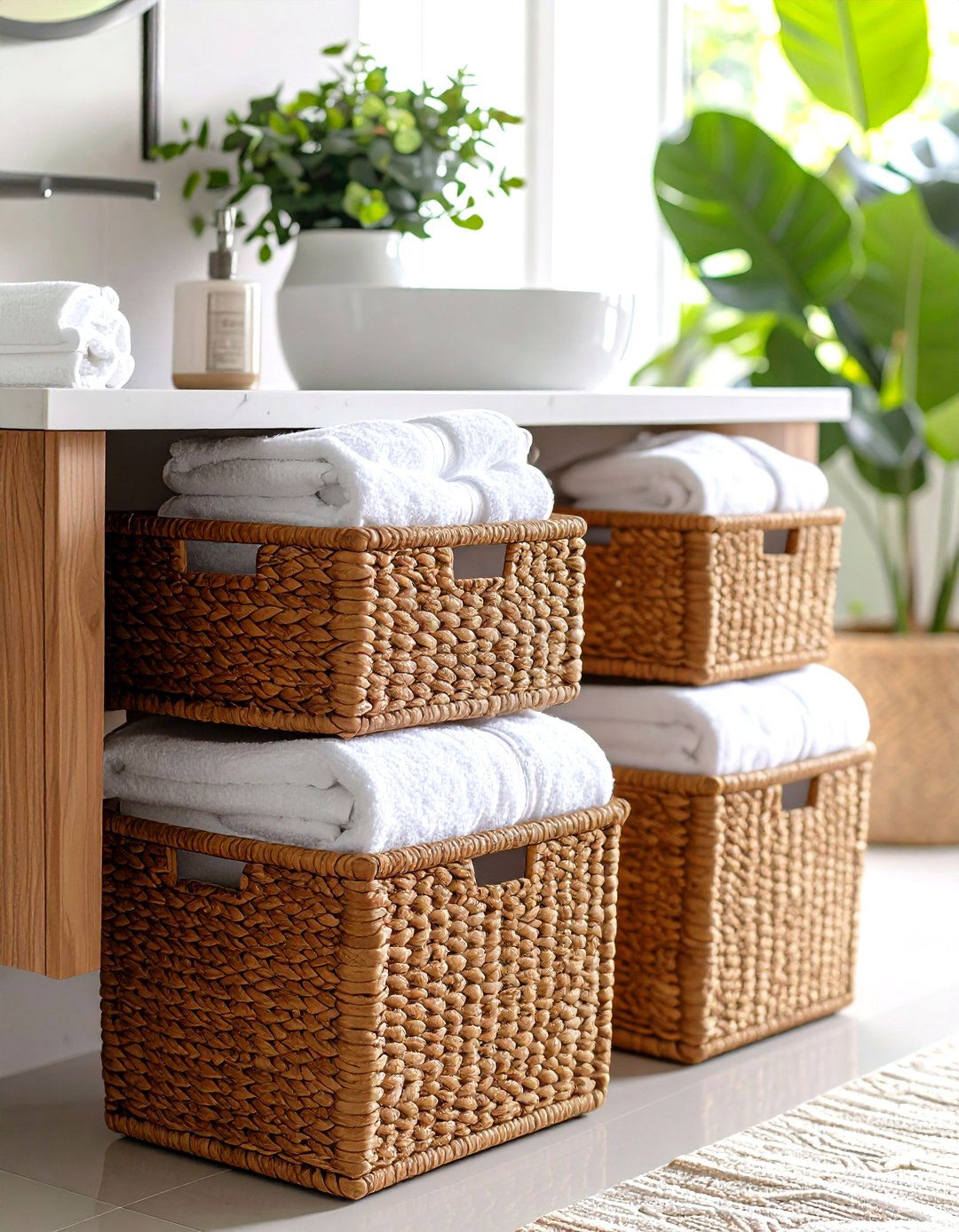 Under Vanity Basket Storage - 20 Towel Display Ideas