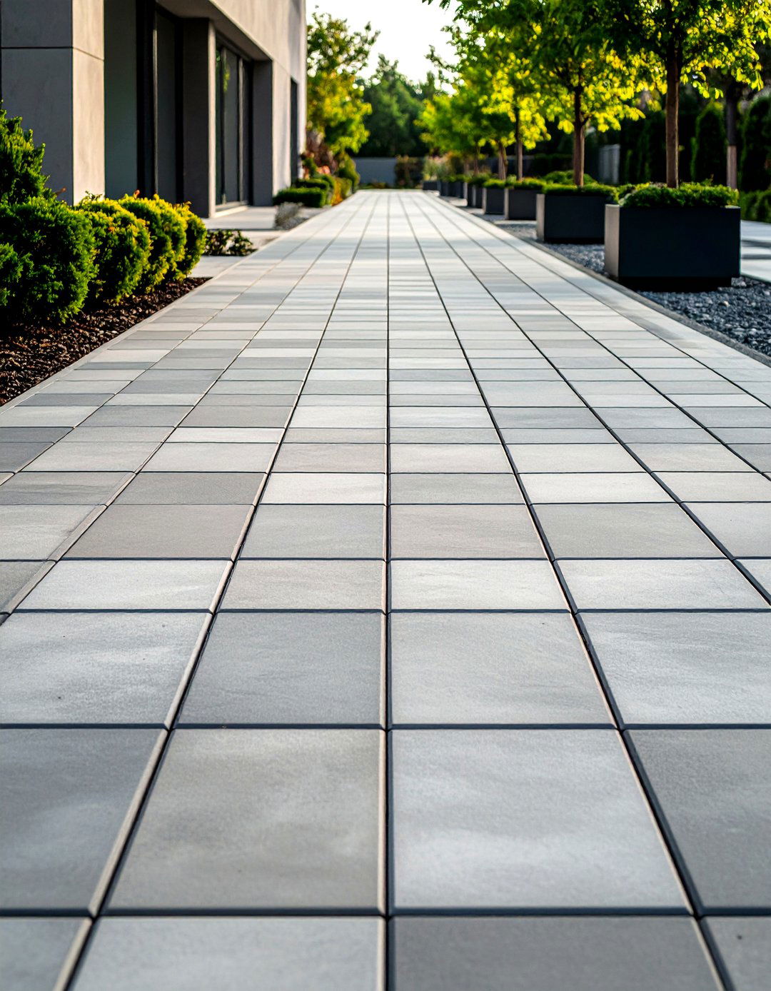 Understated Minimalist Grey Paver Walkway - 20 Grey Paver Walkway Ideas