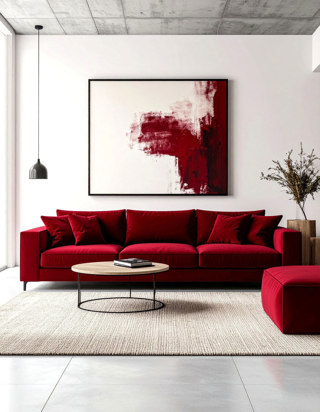 Unexpected Red Gallery Space - 20 Burgundy Sofa Living Room Ideas