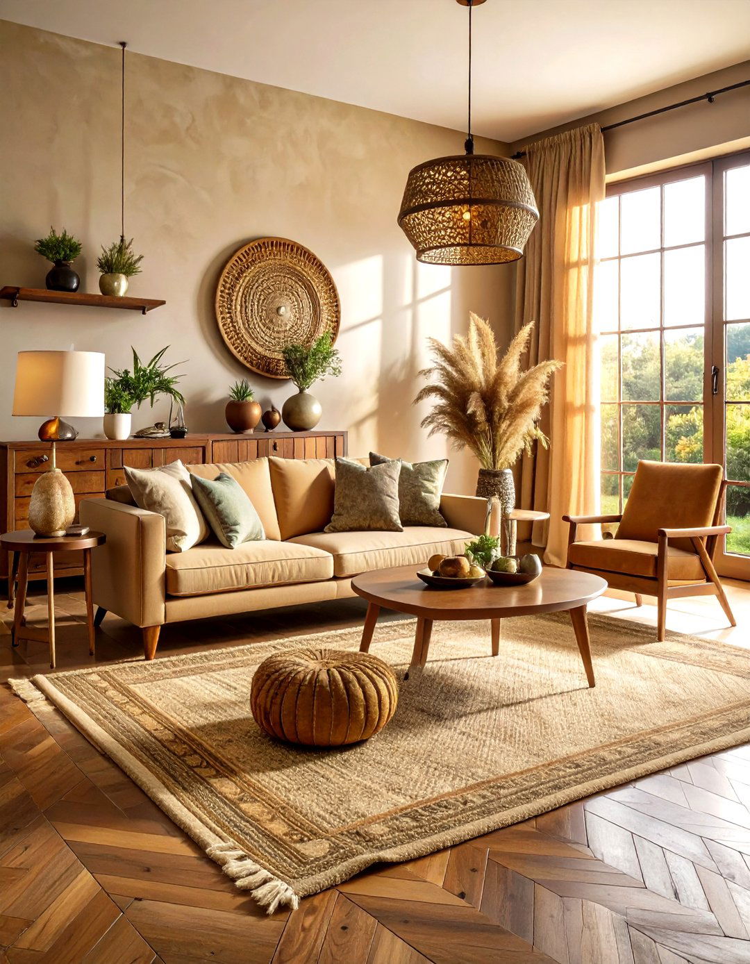 Unlacquered Brass or Aged Metal Details Provide Warm Patina - 20 Earthy Living Room Decor Ideas