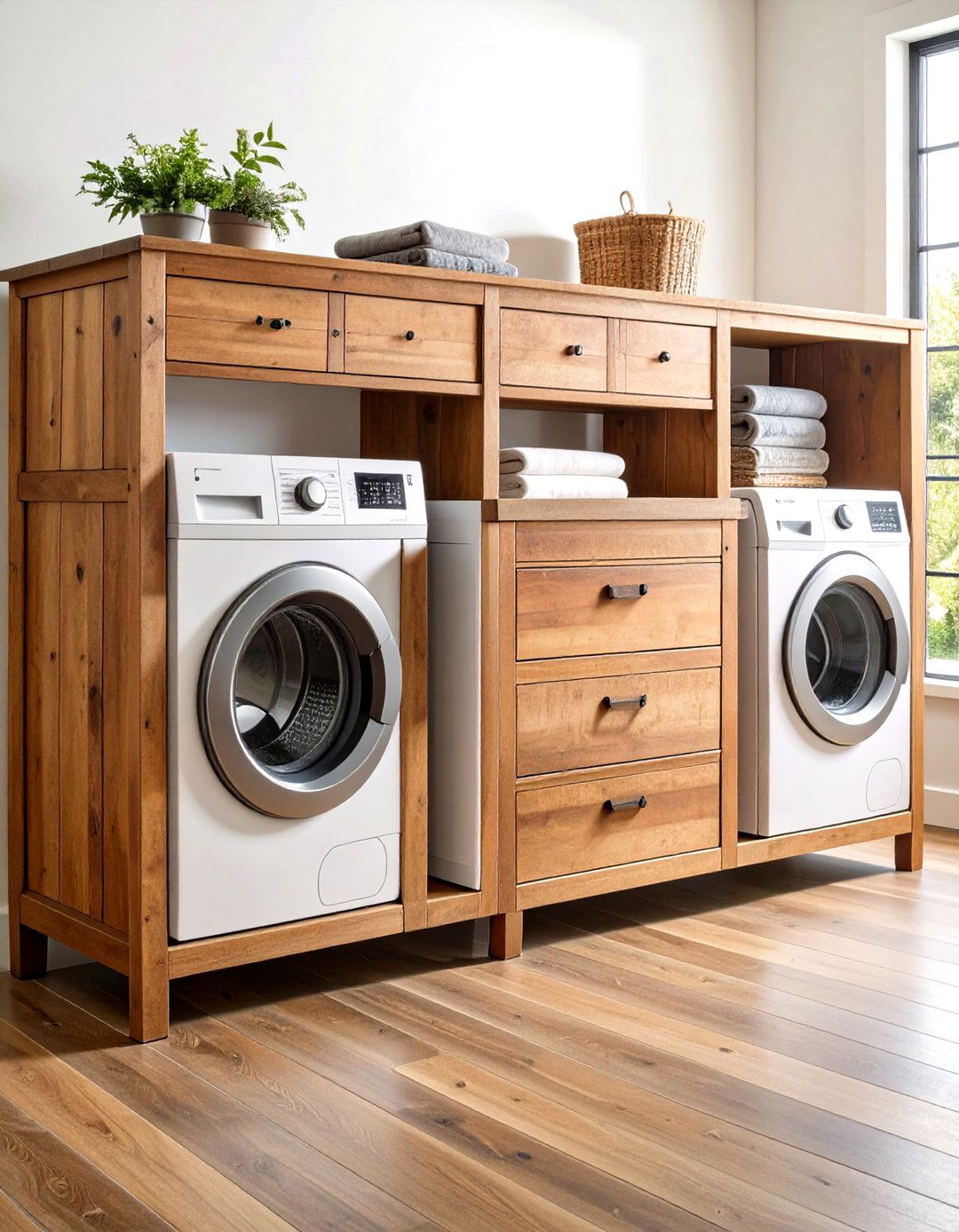 Upcycled Buffet Transforms into a Folding Station - 20 Boho Laundry Room Ideas