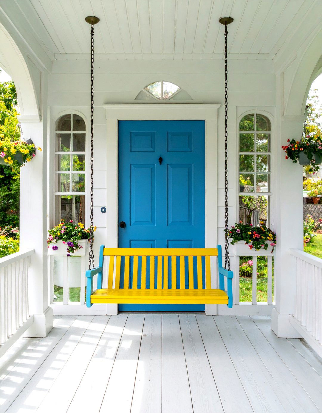 Upcycled Door Front Porch Swing - 20 Front Porch Swing Ideas