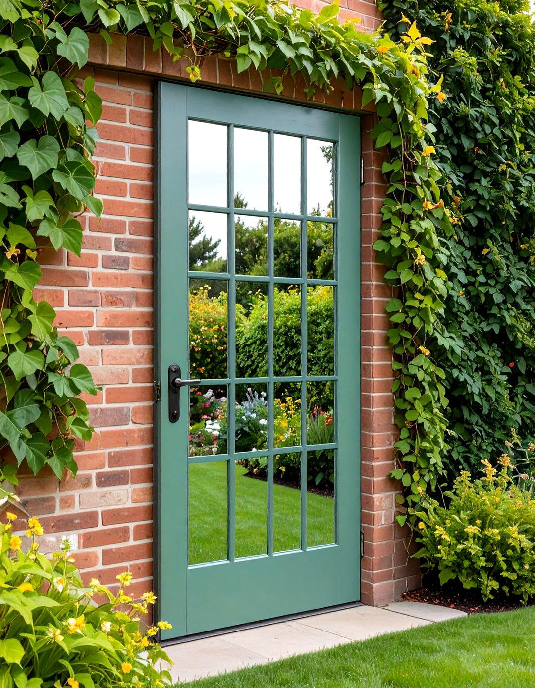 Upcycled Door Garden Mirror Creates a Vintage Statement - 20 Garden Mirror Ideas