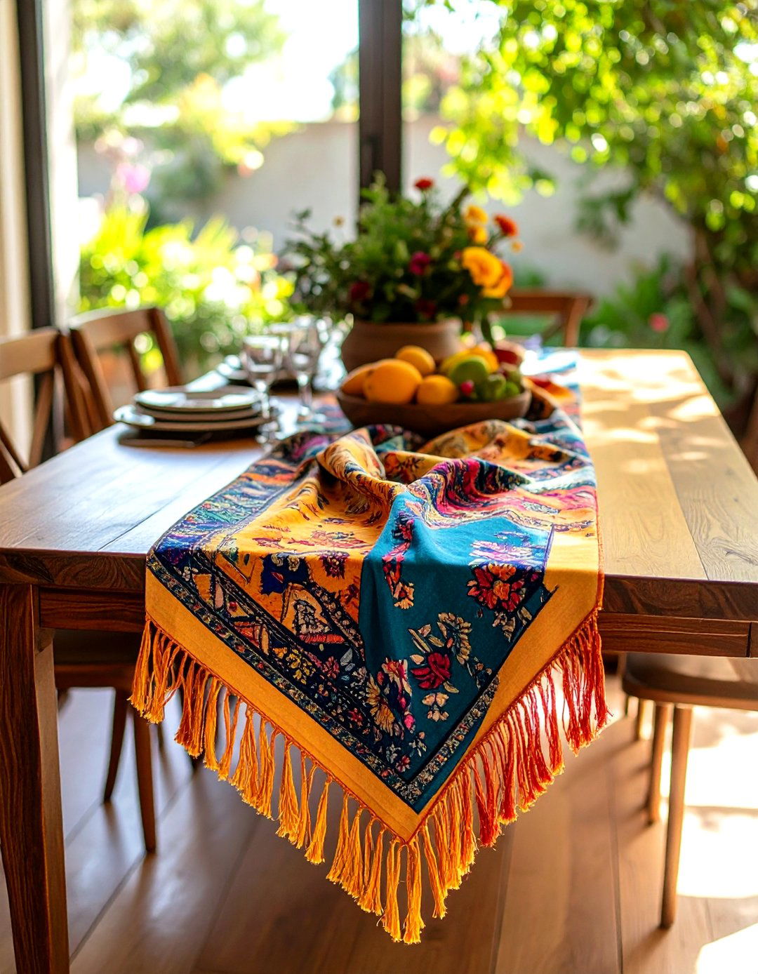 Upcycled Scarf Runner - 20 Table Runner Ideas