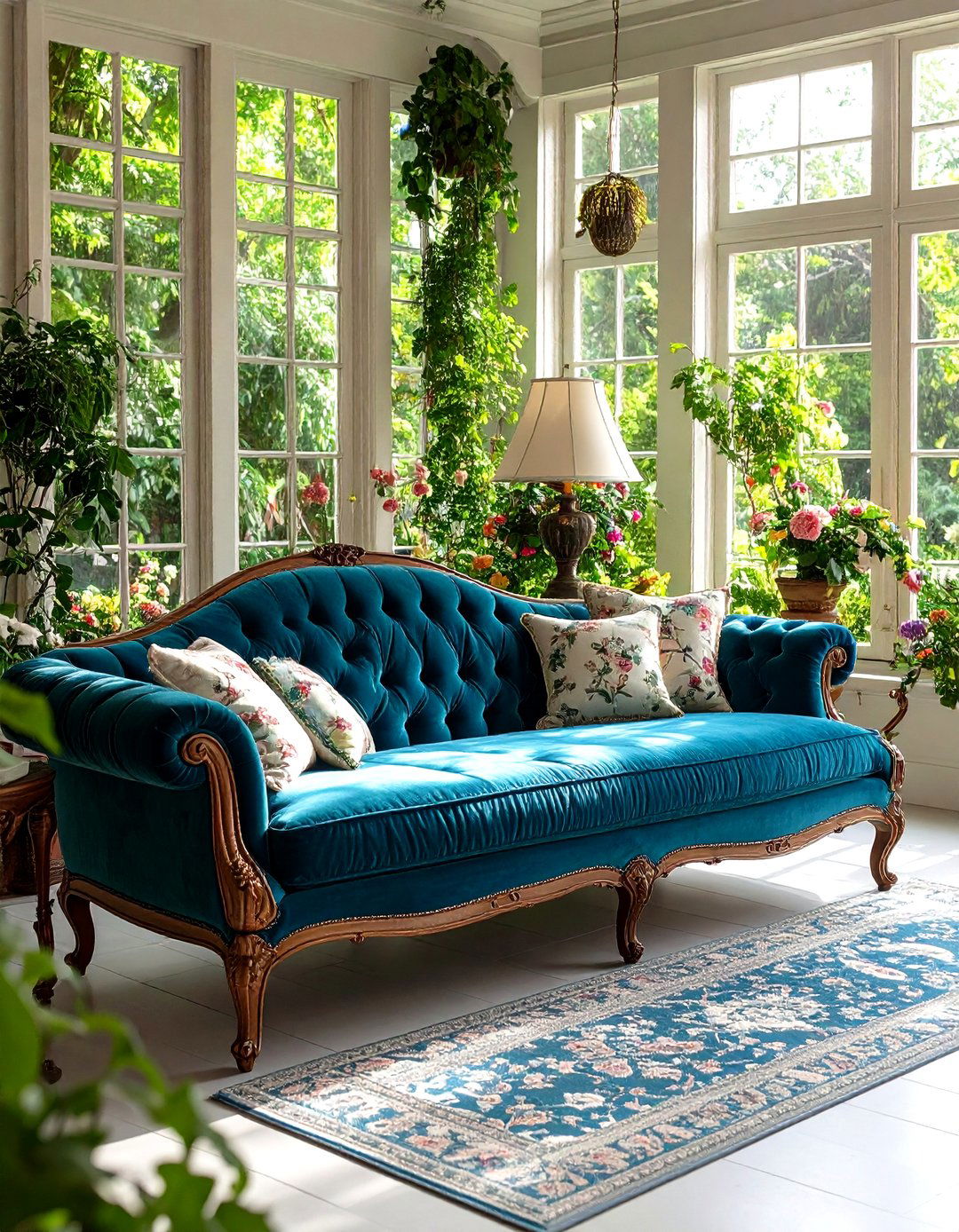 Upholstered Chaise Lounge - 20 Victorian Sunroom Ideas
