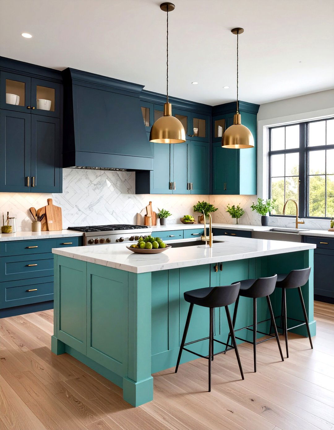 Upper vs Lower Contrast - 20 Two Tone Kitchen Cabinet Ideas