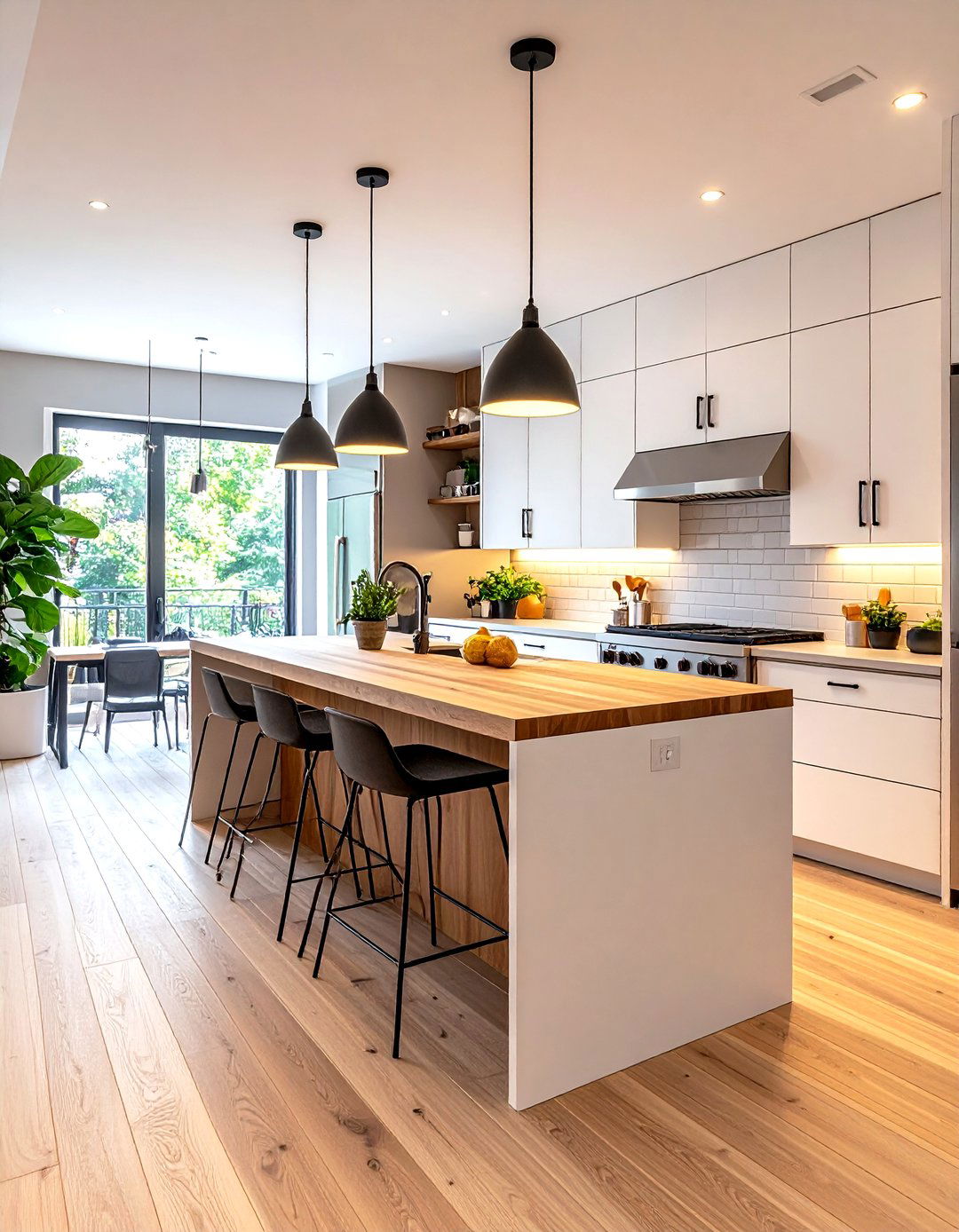 Urban Galley Kitchen with Butcher Block Countertops - 20 Kitchens With Butcher Block Countertops