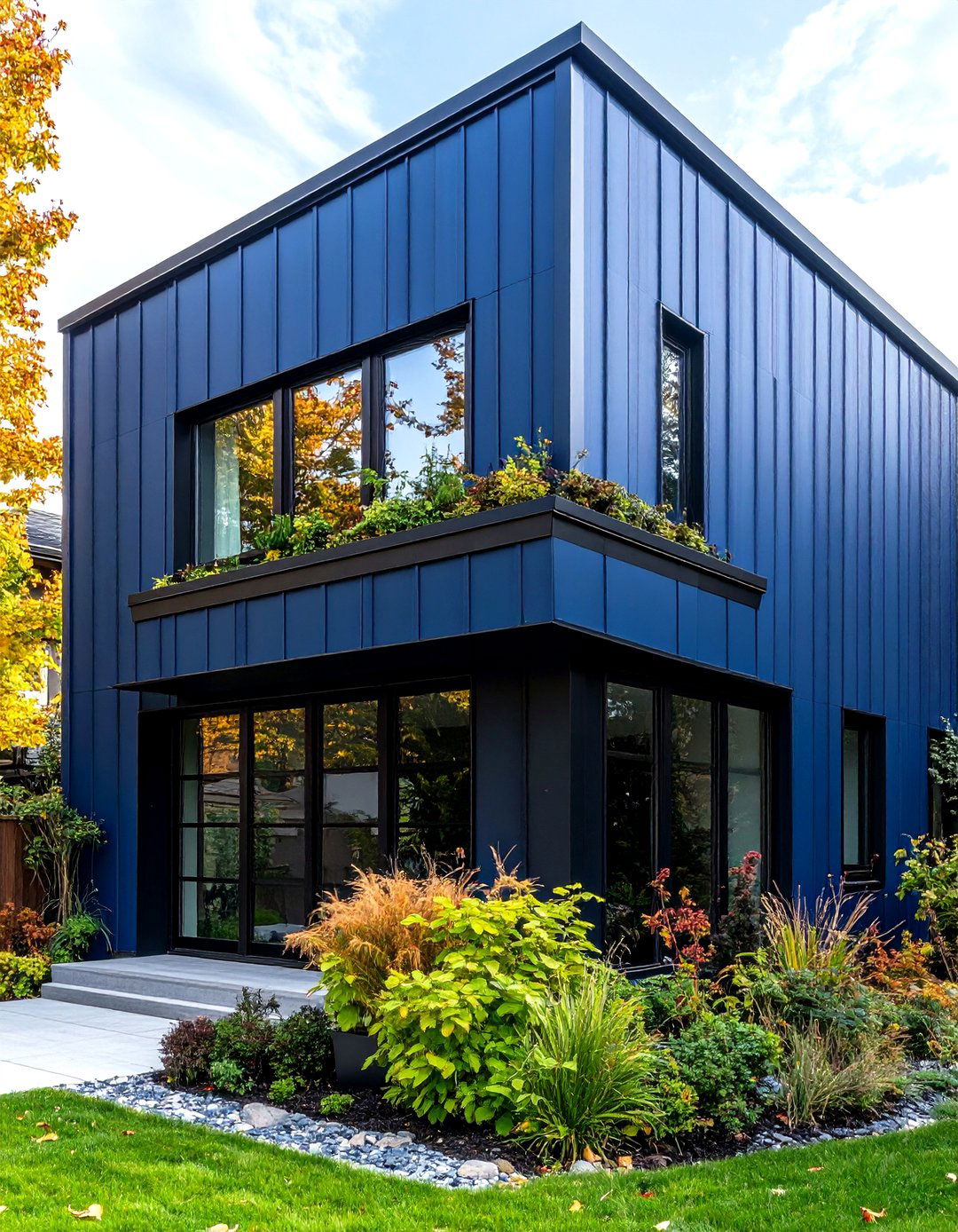 Urban Industrial Slate and Metal - 20 Dark Blue House With Black Trim