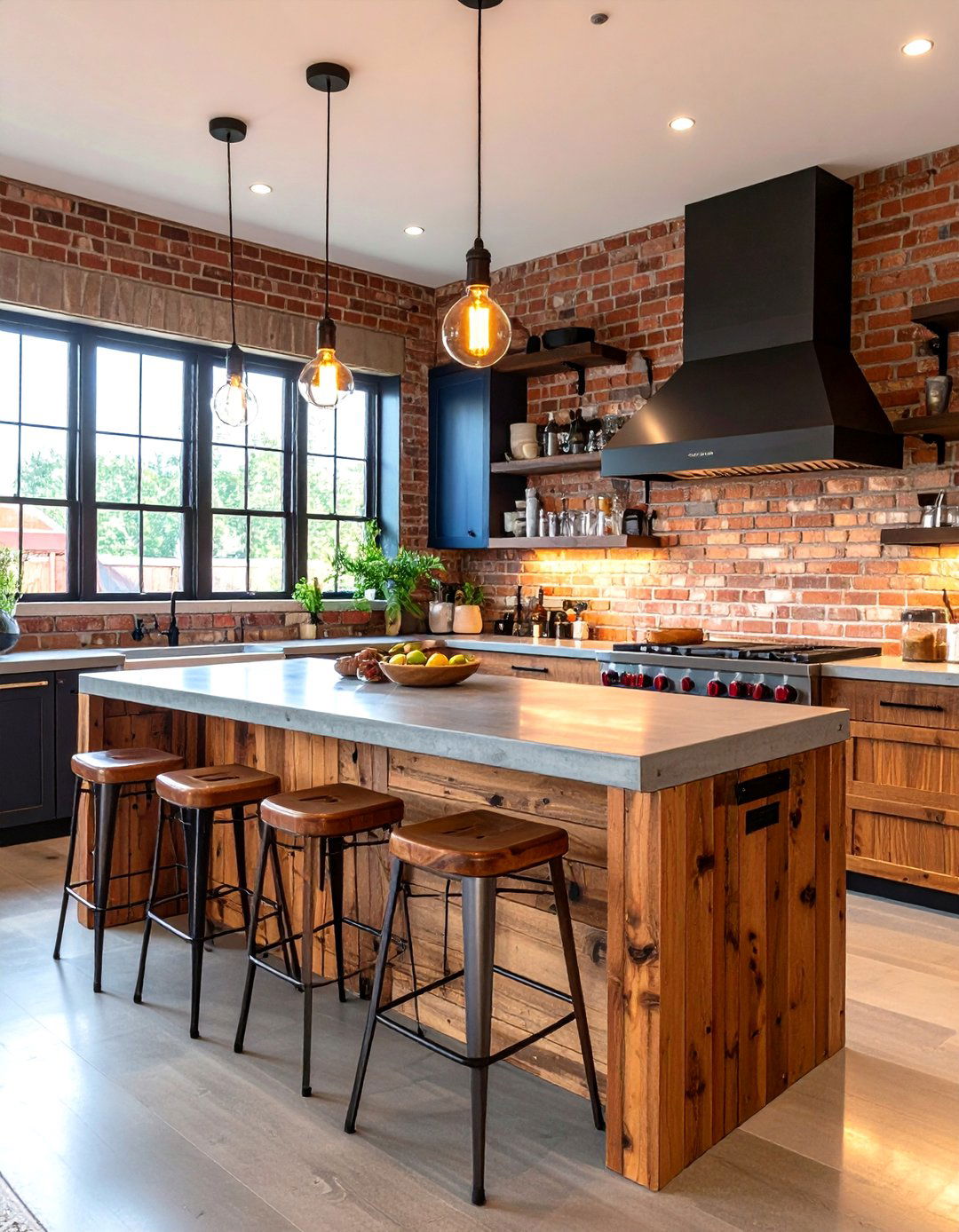 Urban Kitchen Shiplap Island with Concrete Accents - 20 Kitchen Shiplap Ideas With Kitchen Island Ideas