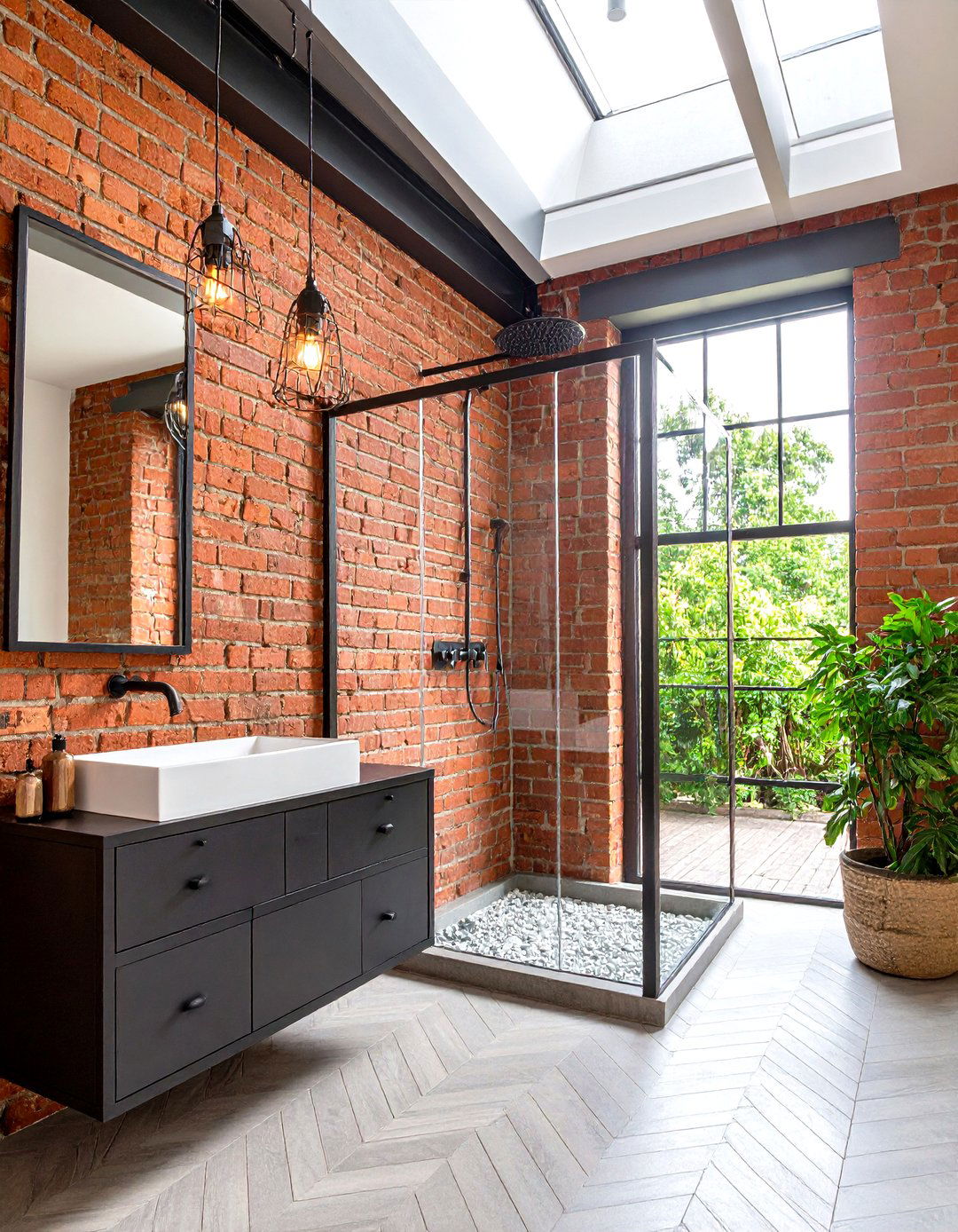 Urban Loft Exposed Brick Masculine Bathroom - 20 Masculine Bathroom Ideas