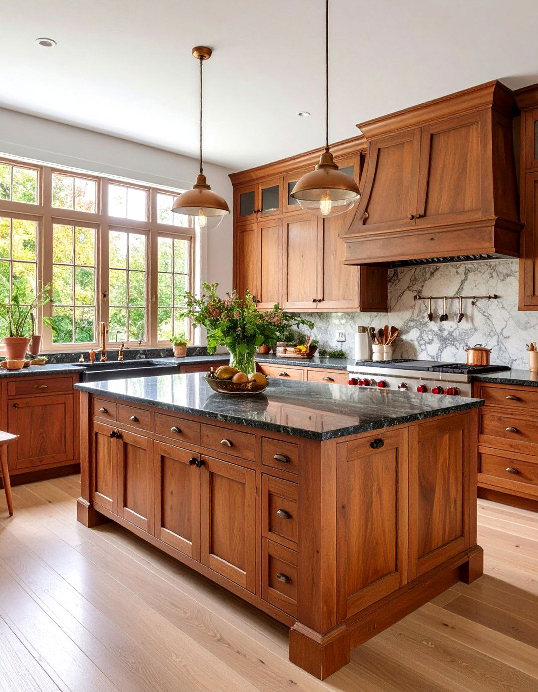 Urban Loft Kitchen with Dark Brown Metal Cabinets and Black Concrete Countertops - 20 kitchen with brown cabinets and black countertops ideas