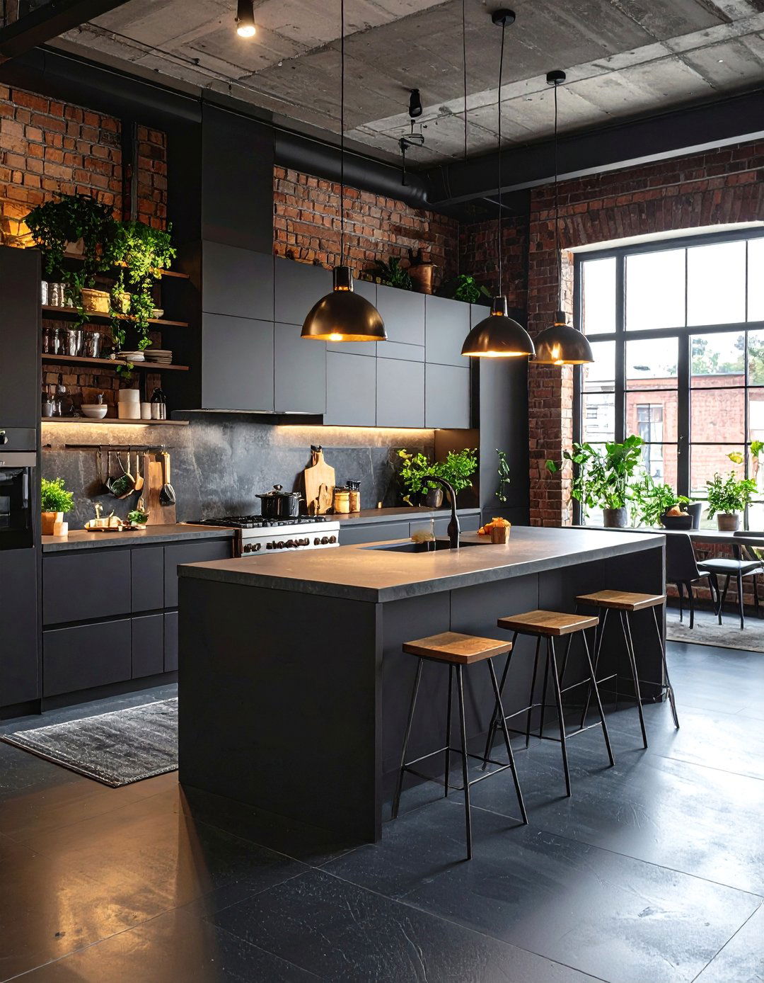 Urban Loft Kitchen with Slate Floors - 20 Kitchens With Slate Floors