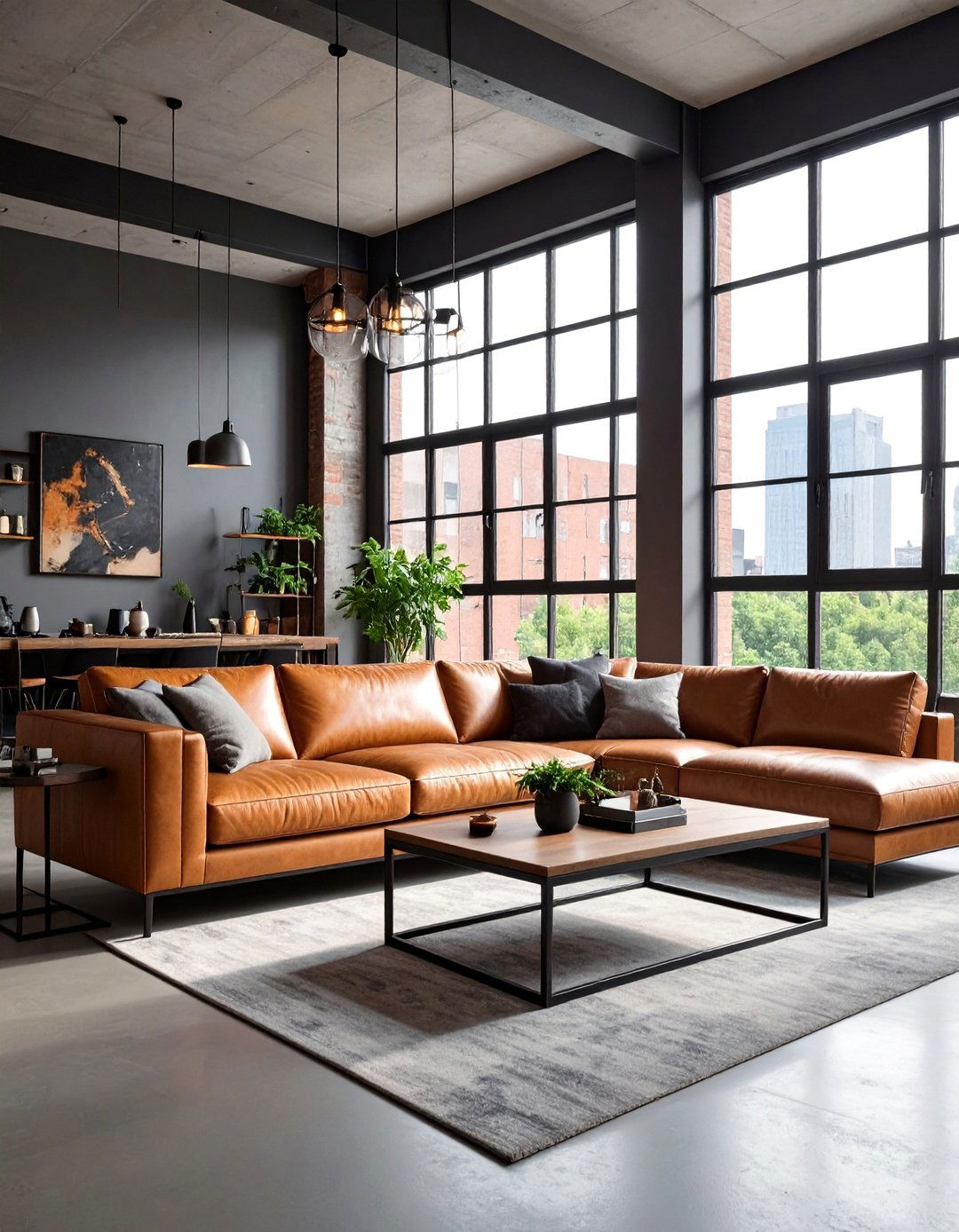Urban Loft Living Room With Grey Walls and Black Trim - 20 Living Room With Grey Walls and Black Trim