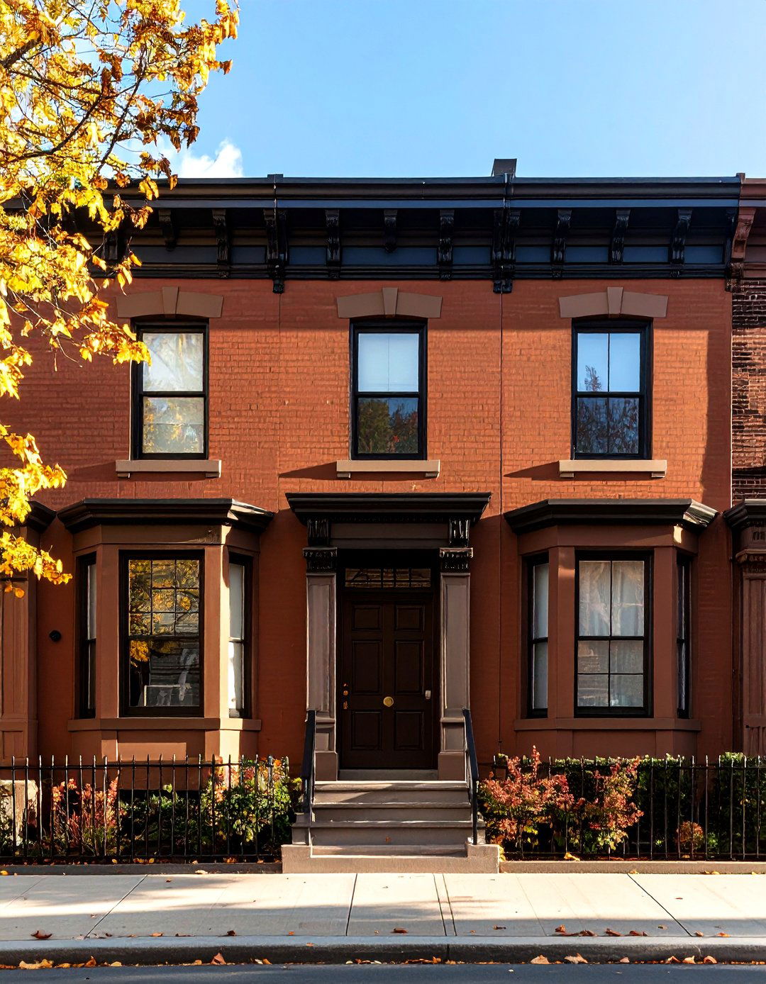 Urban Rowhouse with Black Framed Windows - 20 Dark Brown House With Black Trim