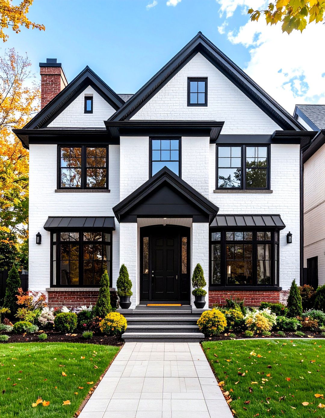Urban Townhouse White Brick House With Black Trim and Vertical Emphasis - 20 White Brick House With Black Trim