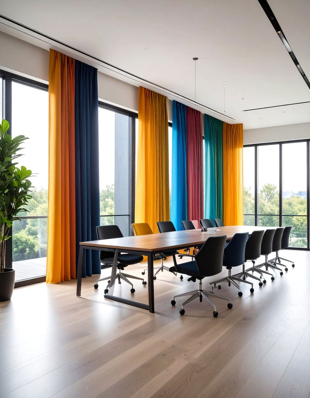 Use Colorful or Textured Curtains for Privacy - 20 Sunroom Office Ideas