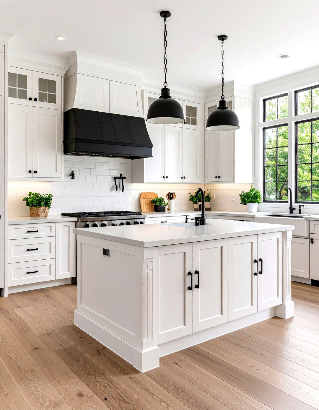 Use Contrasting Hardware - 20 Small White Kitchen Ideas