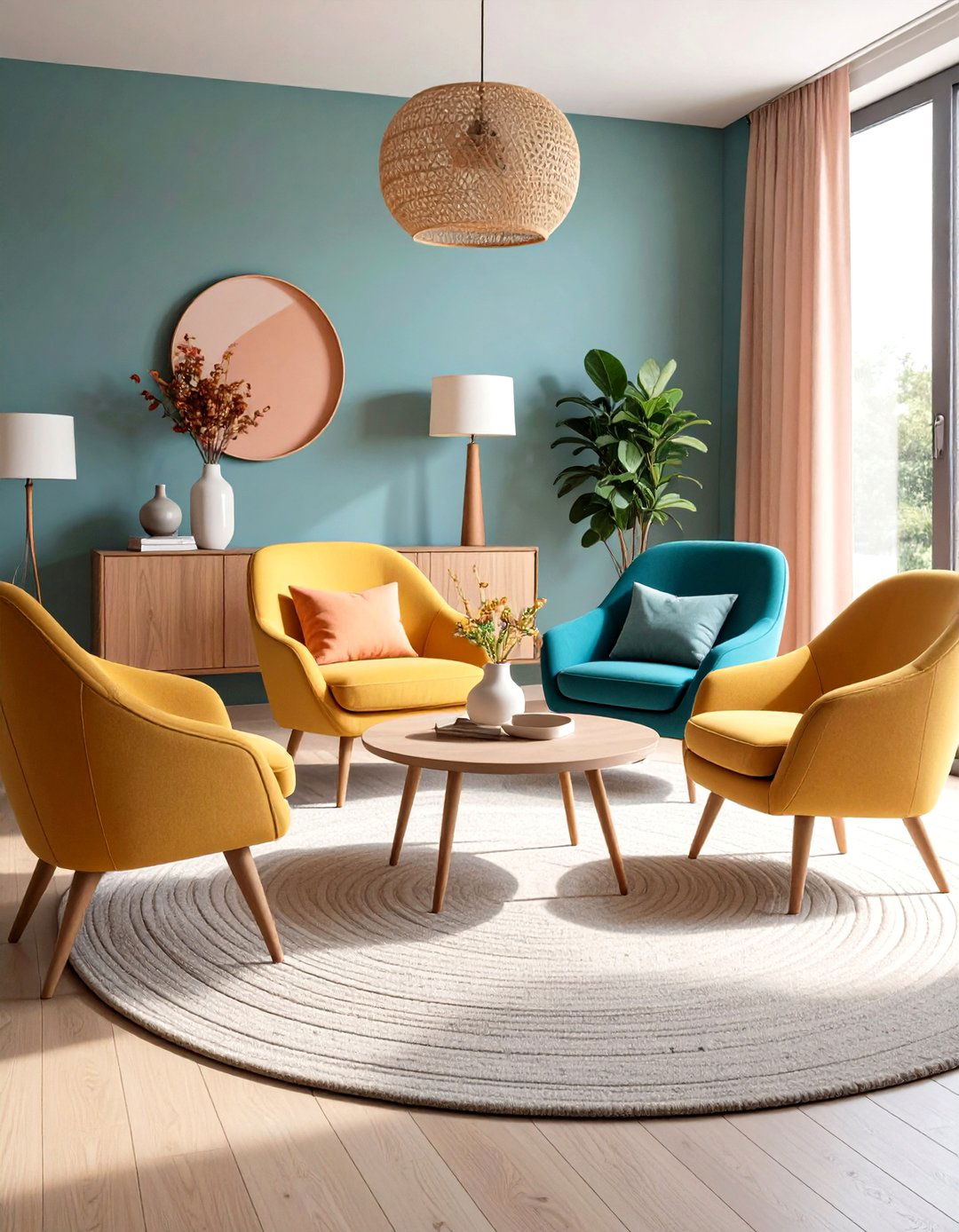 Use Curved Silhouettes - 20 Scandinavian Living Room Ideas